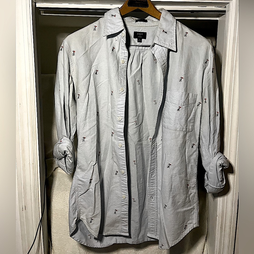 J.CREW Pelican-Embroidered Button Down